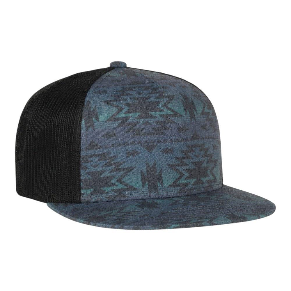 Outdoor Cap OC510P Printed 5-Panel Mesh Back Cap: Indigo Aztec/Black