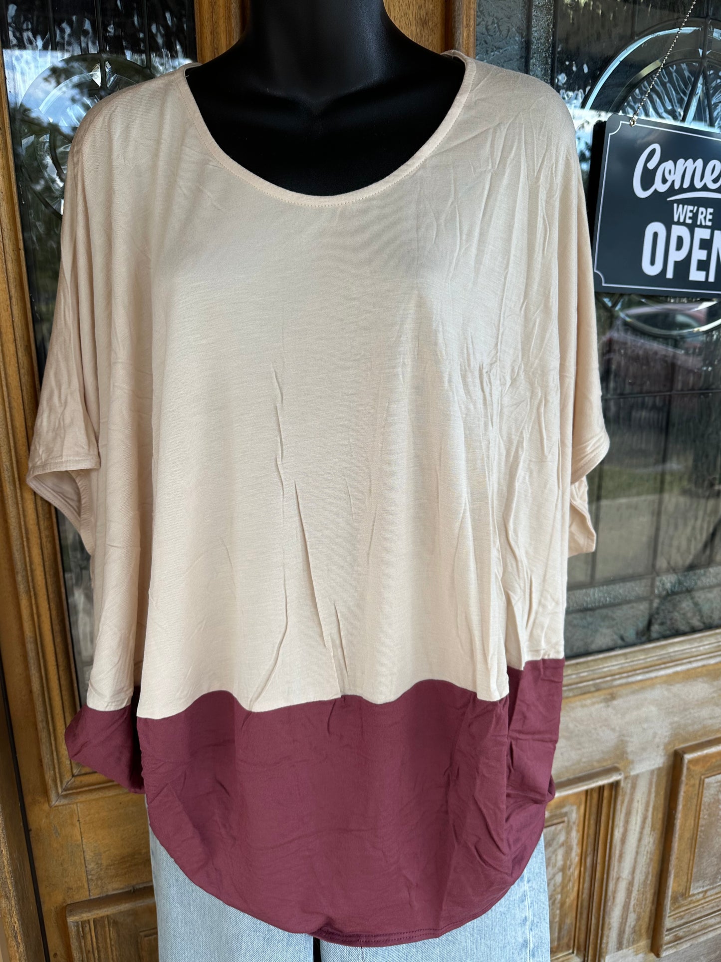 Loose Fit Color Split Top - Plus Size