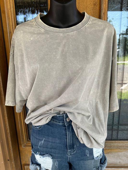 Oversized Cotton Tee - Grey