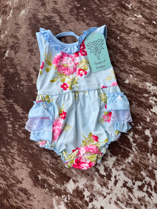 Light Blue Floral Romper