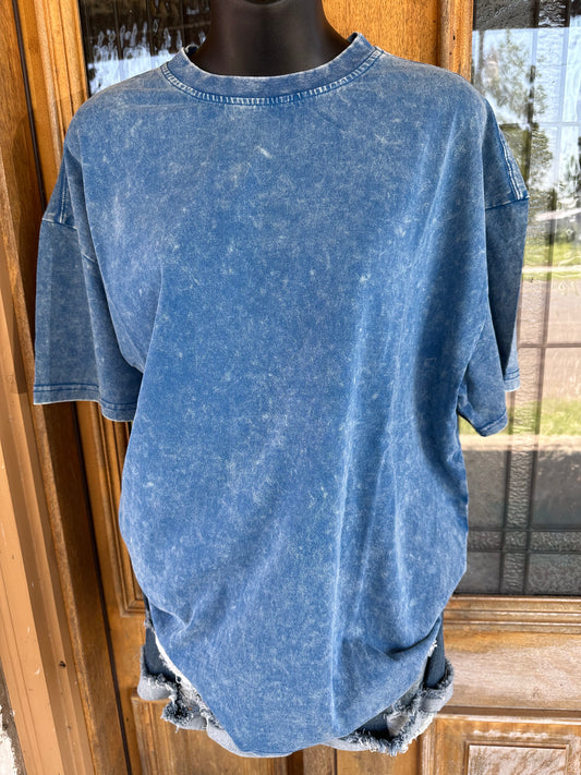 Oversized Cotton Tee - Classic Blue