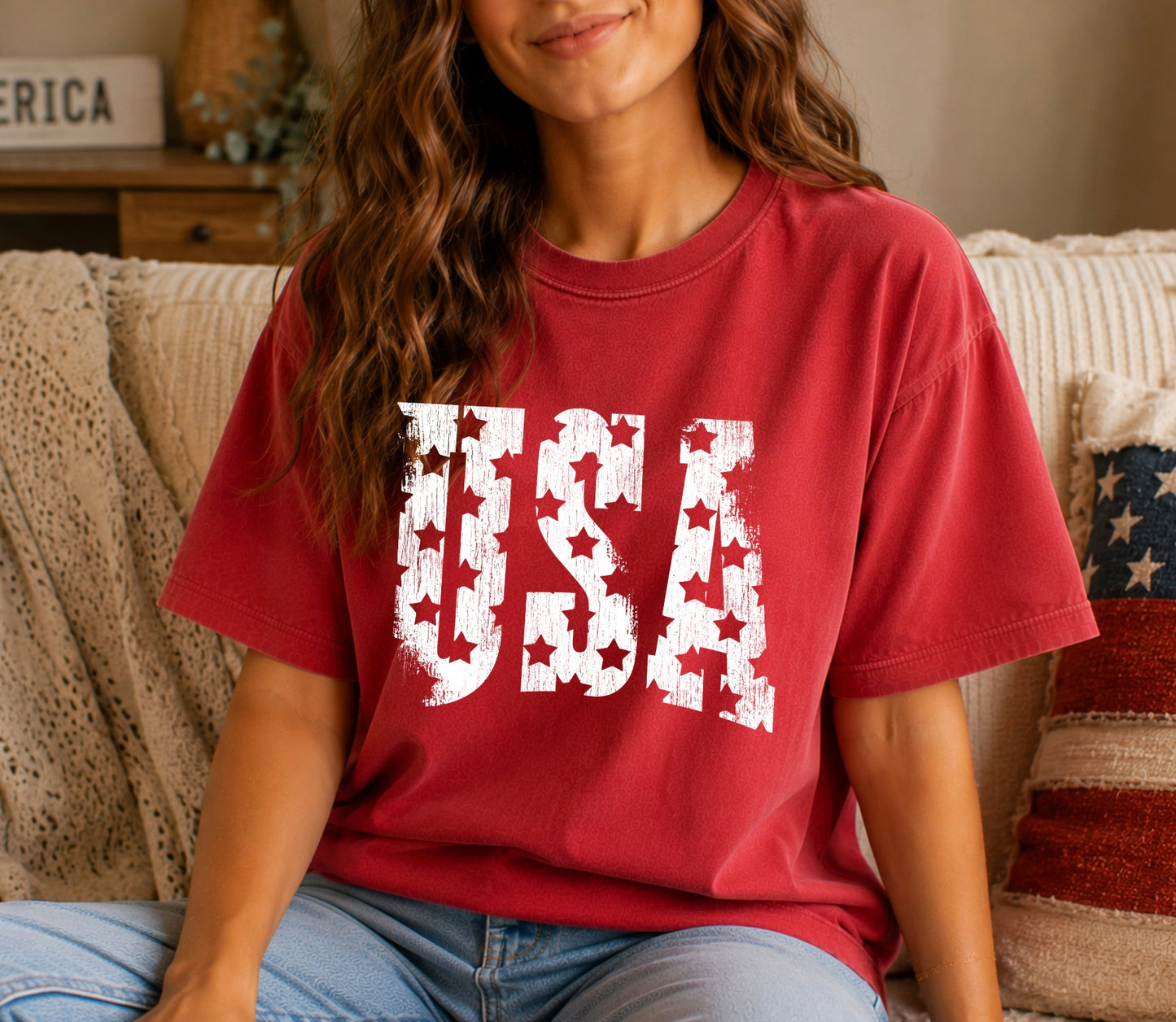 USA Tee - Crimson