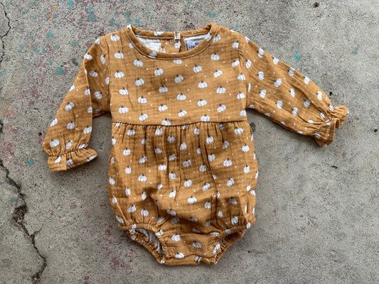 Pumpkin Print Muslin Bubble Onesie