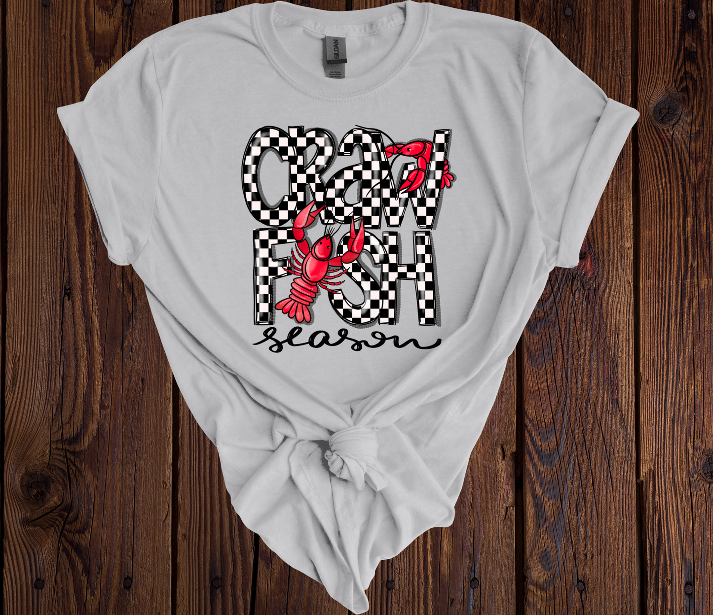 Craw Fish Season Checkered Tee - 3 Color Options