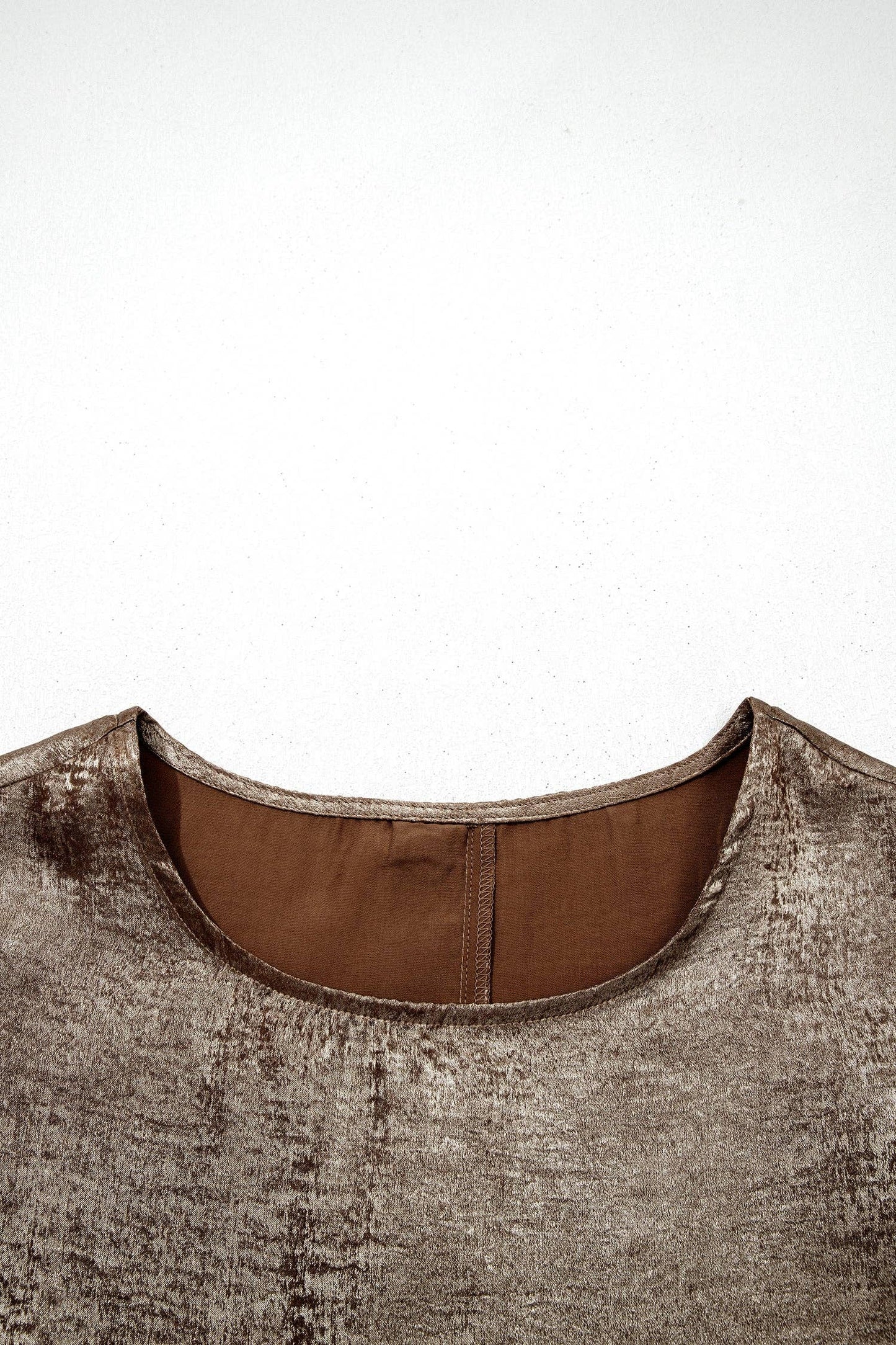 Metallic Ruffle Trim Sleeveless Round Neck Top: Gold