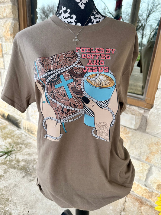 Fueled By Coffee and Jesus Tee
