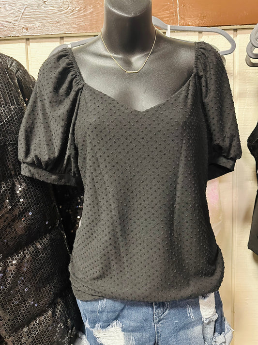 Swiss Dot Top - Black
