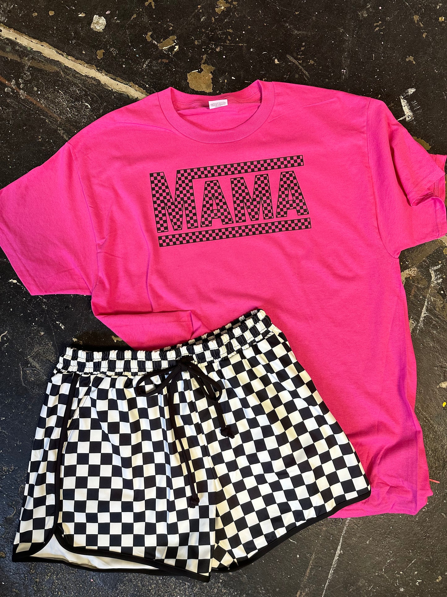 Checkered Mama Tee