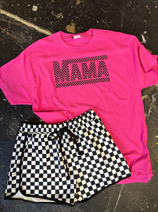 Checkered Mama Tee