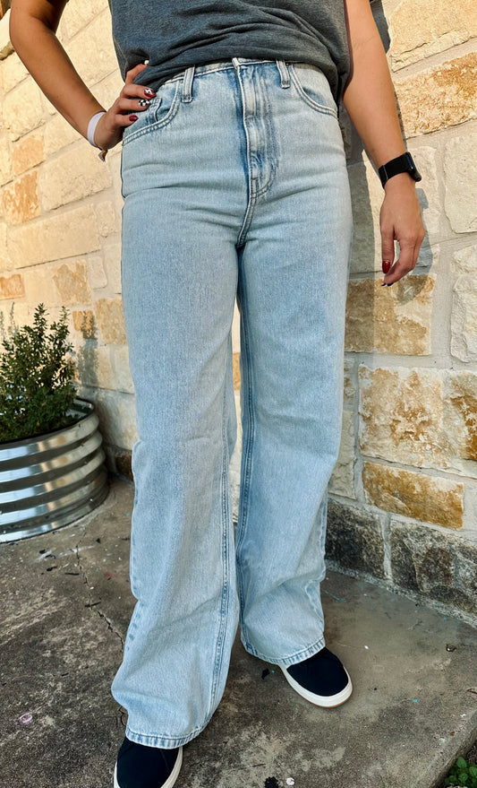 Light - High Waisted Wide Leg Basic Jean