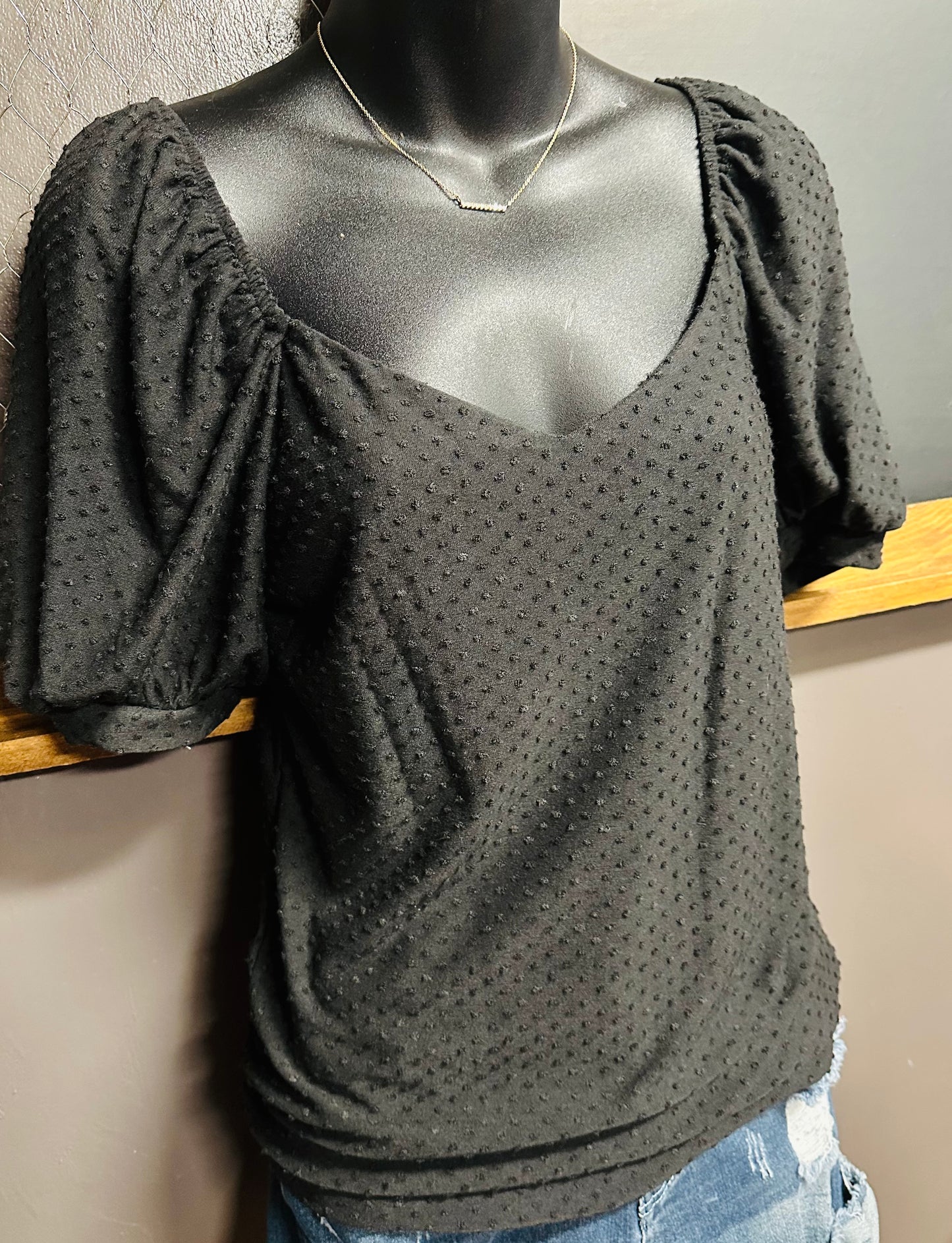 Swiss Dot Top - Black