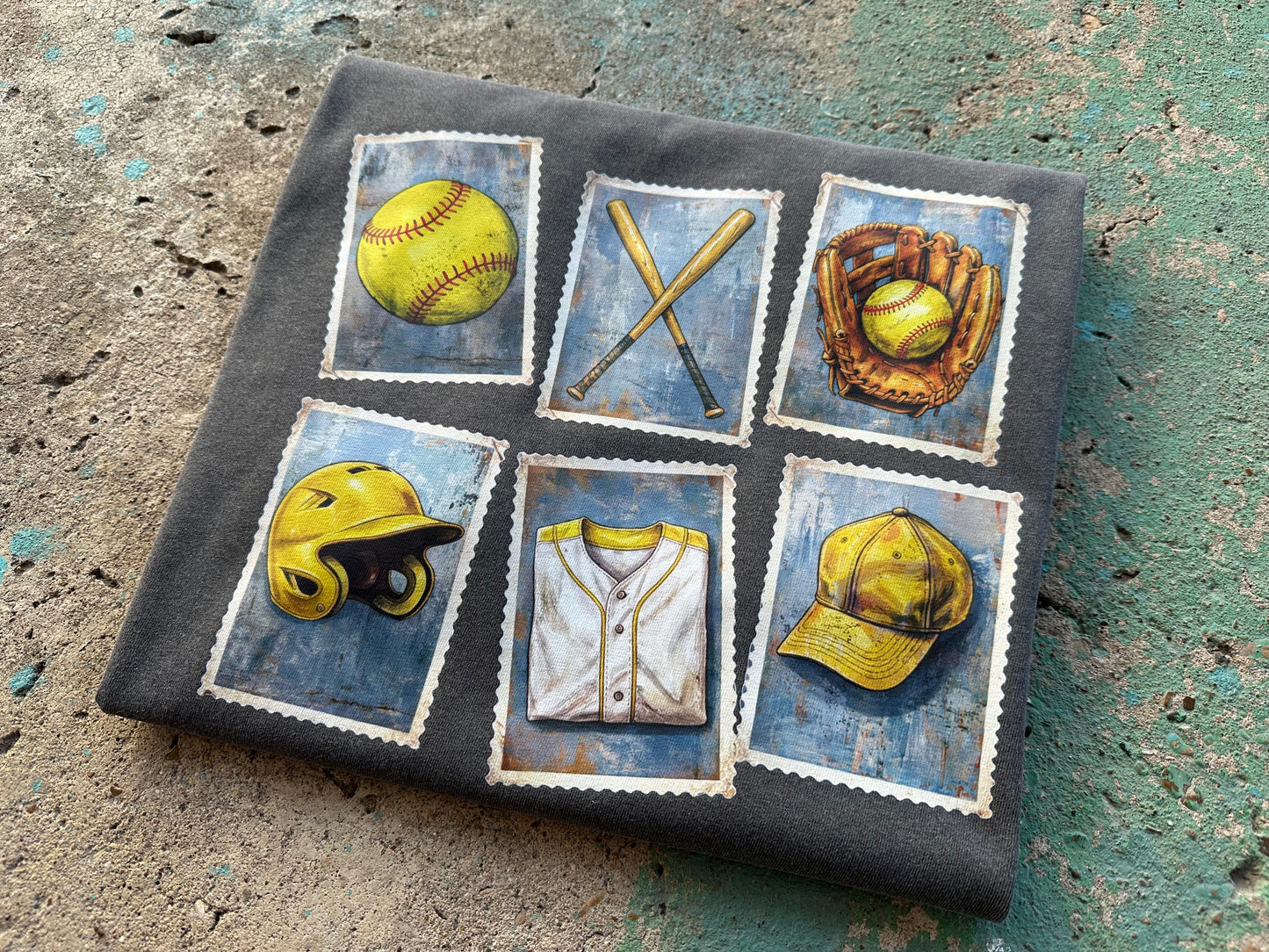 Postage Stamp Softball Tee - Pepper
