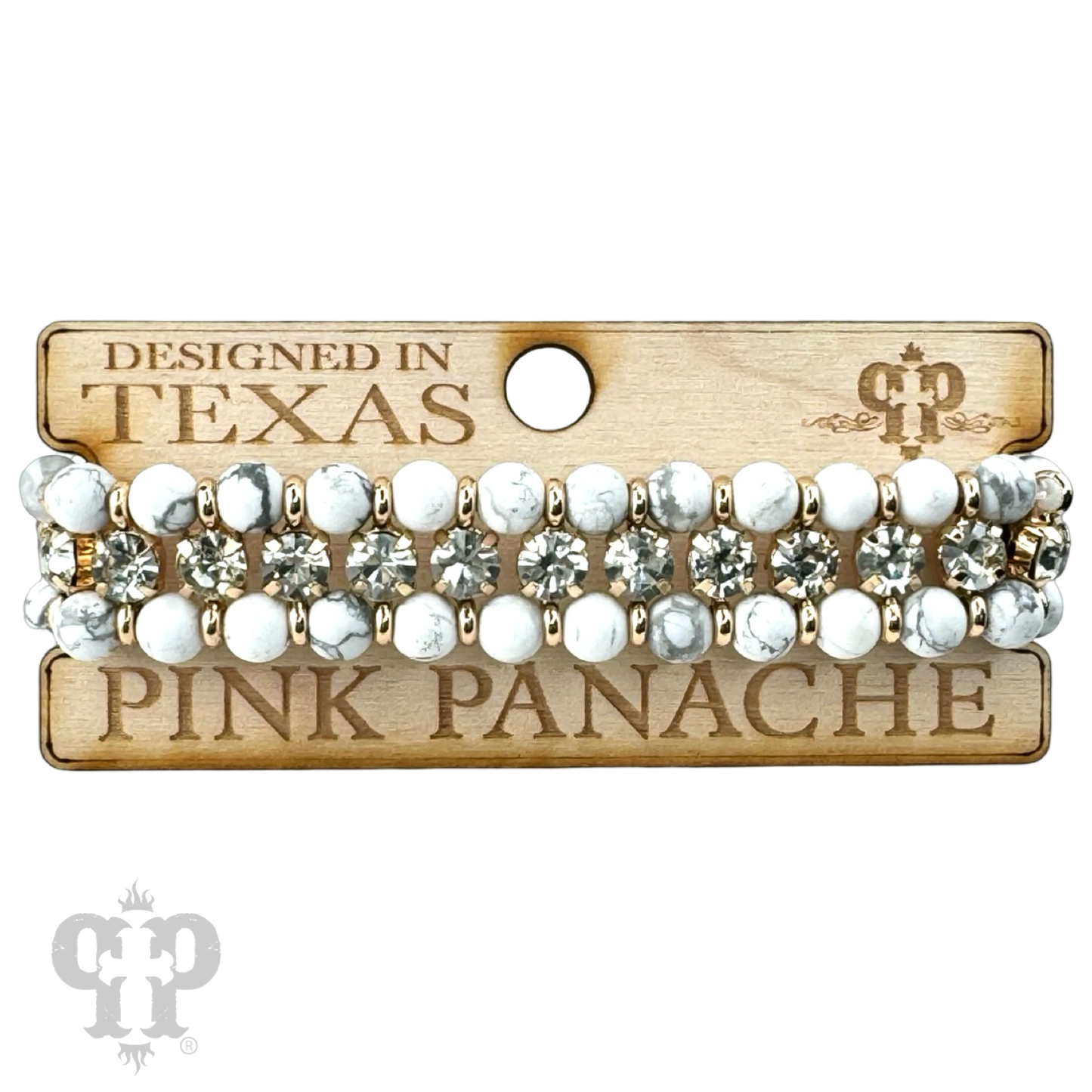 Bead and rhinestone adjustable bracelet - LC: White