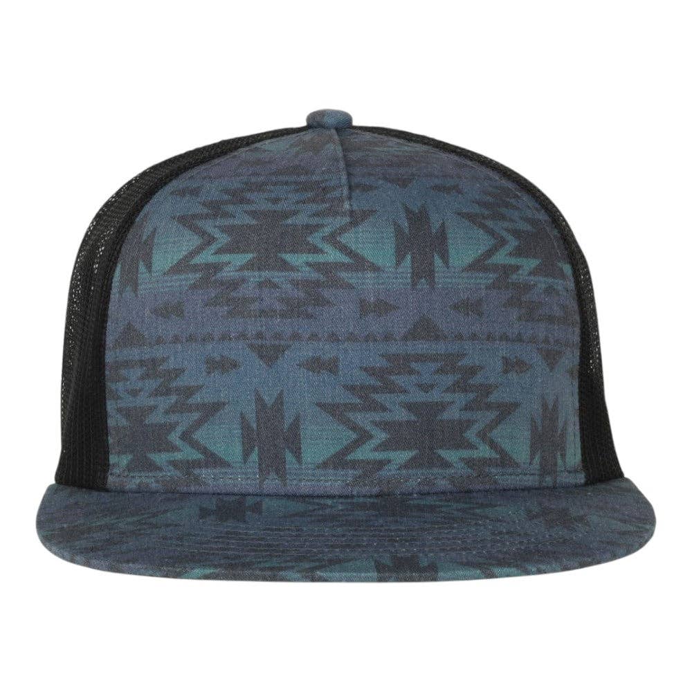 Outdoor Cap OC510P Printed 5-Panel Mesh Back Cap: Indigo Aztec/Black