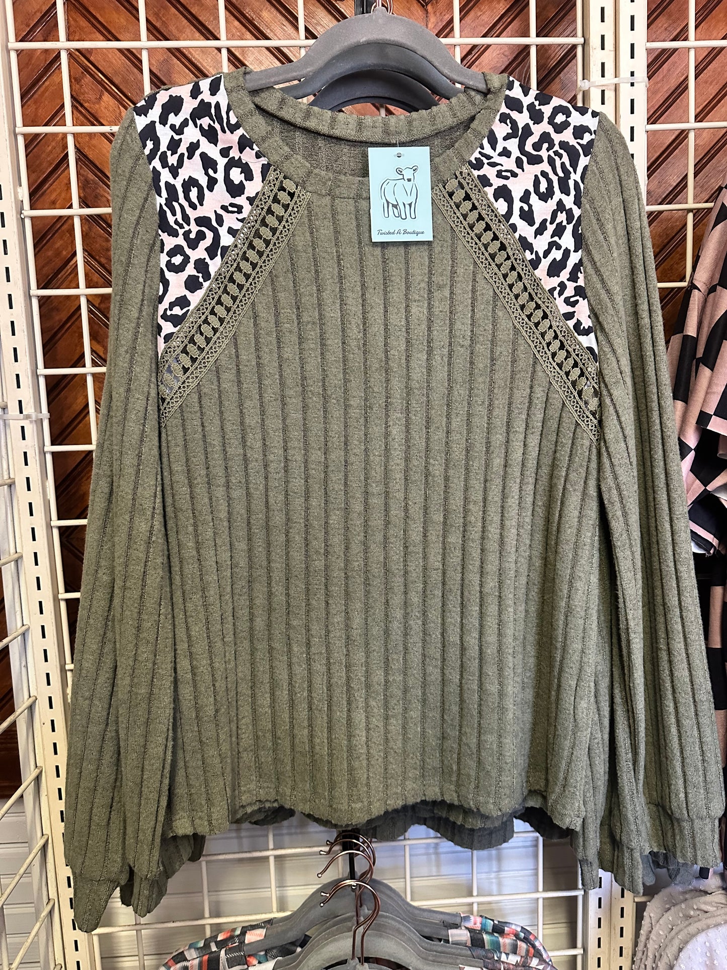 Green Long Sleeve with Crochet Detail