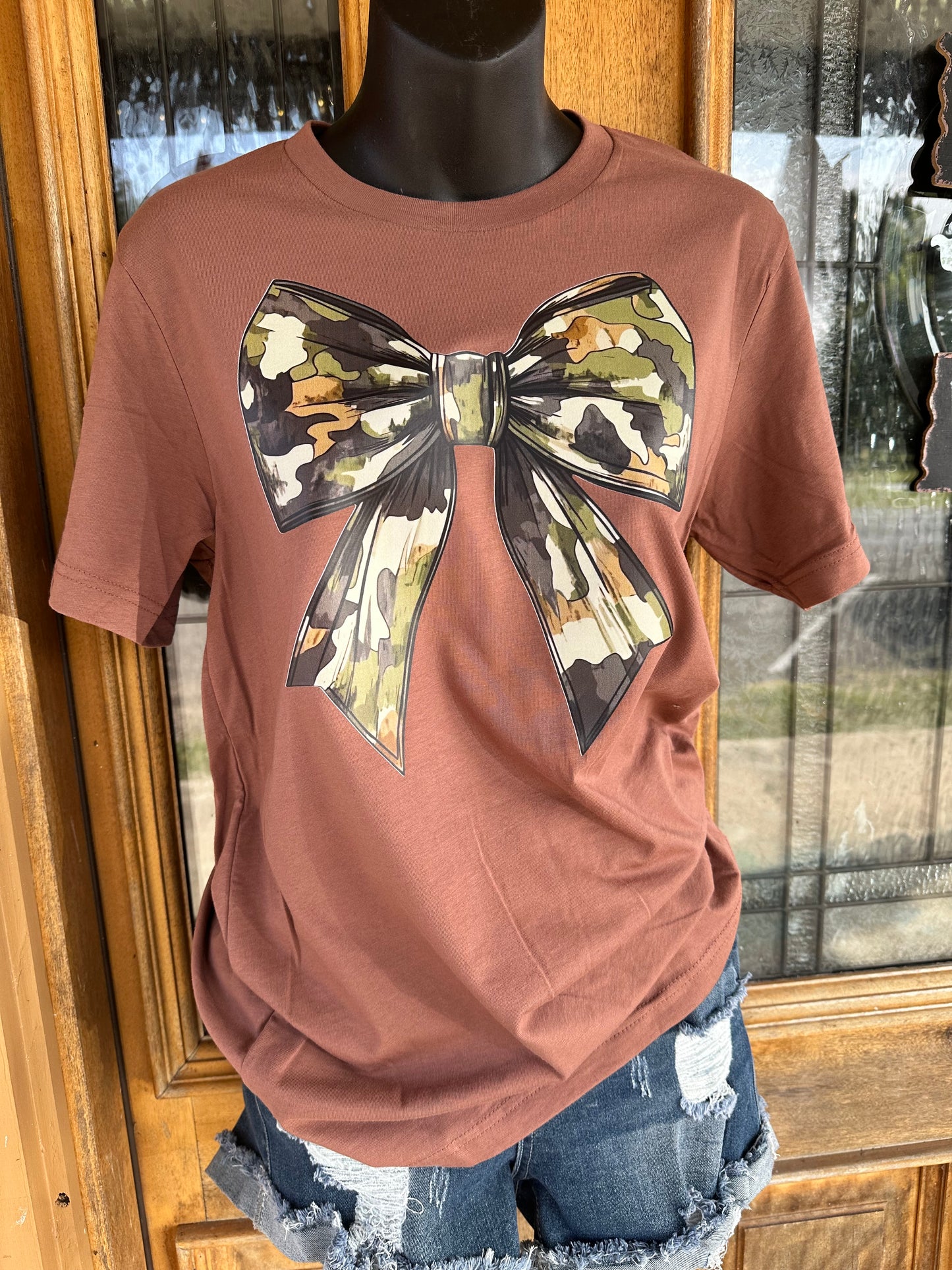 Camo Bow Tee - Chestnut