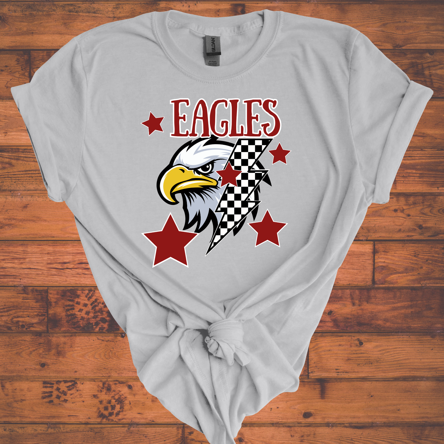 Checkered Lightening Bolt Eagles Tee