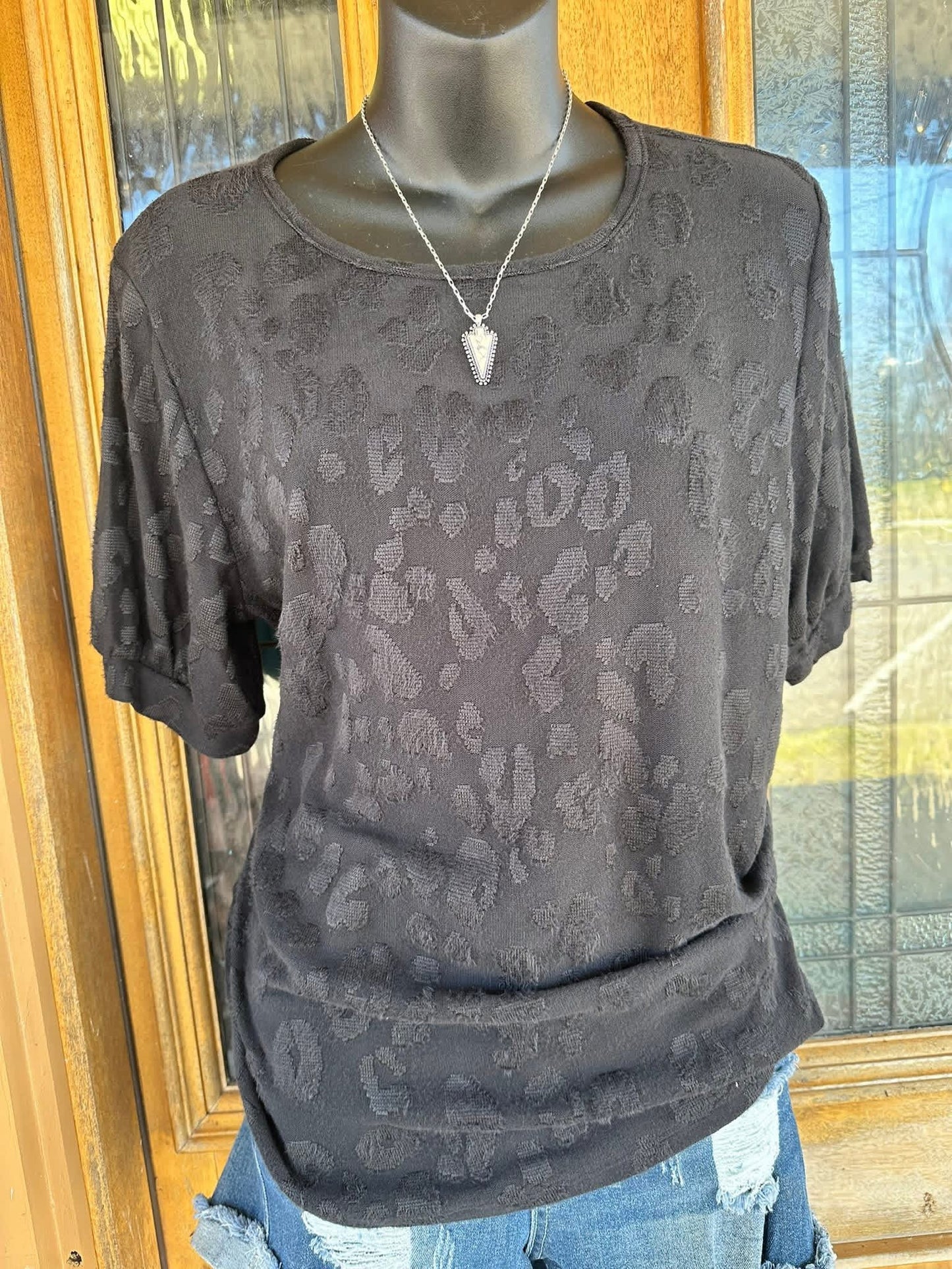 Black on Black Cheetah Top