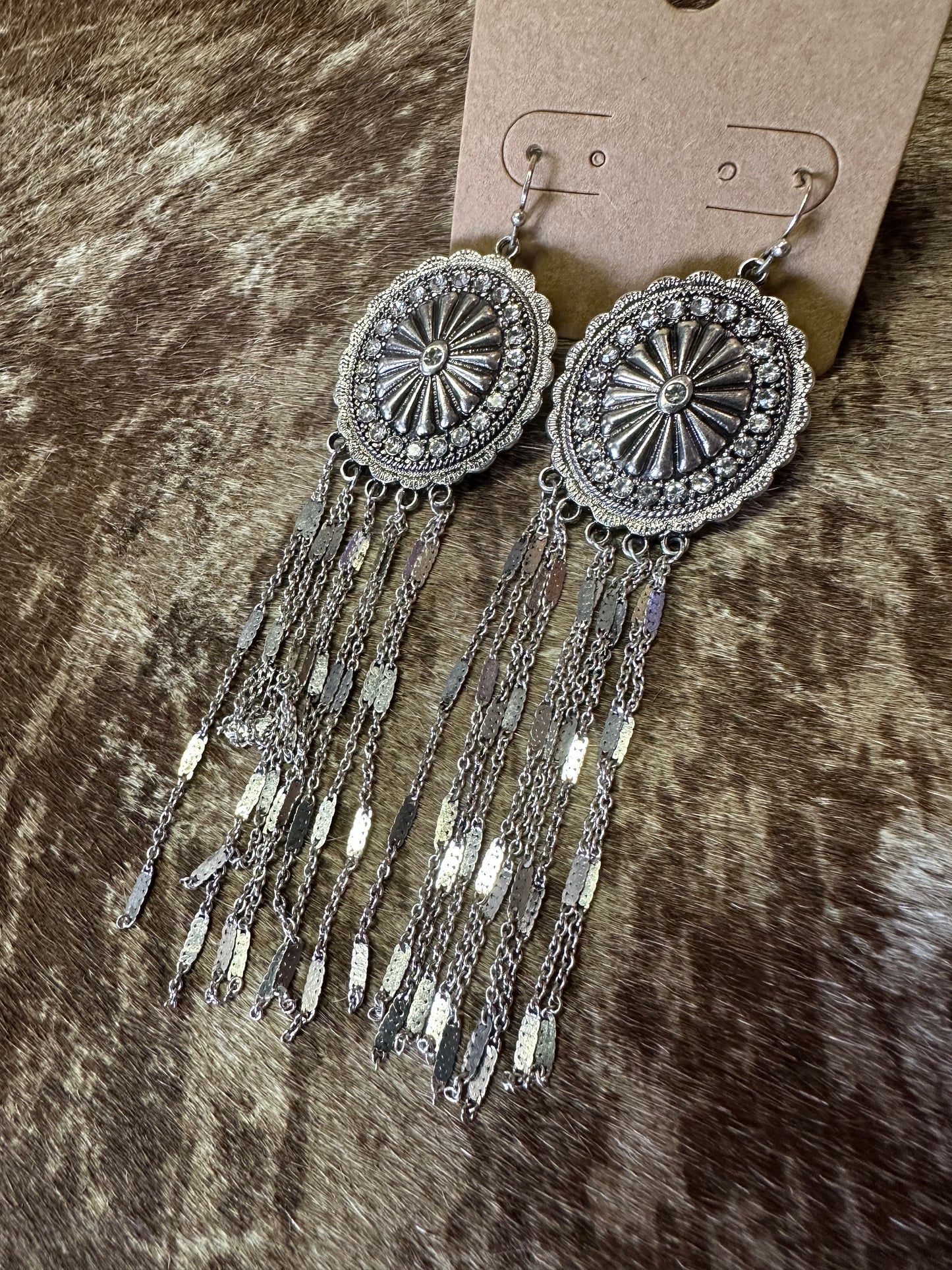 Show Stopper Crystal Silvertone Fringe Earrings