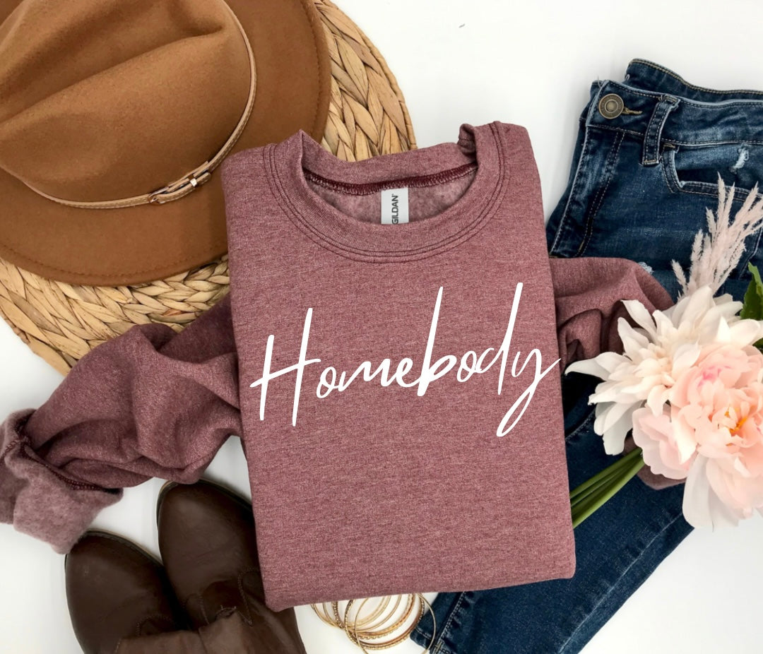 Homebody Sweatshirt - Maroon- Made to Order