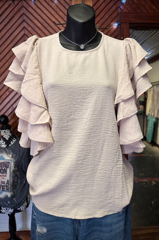 Mia's Ruffle Sleeve Top