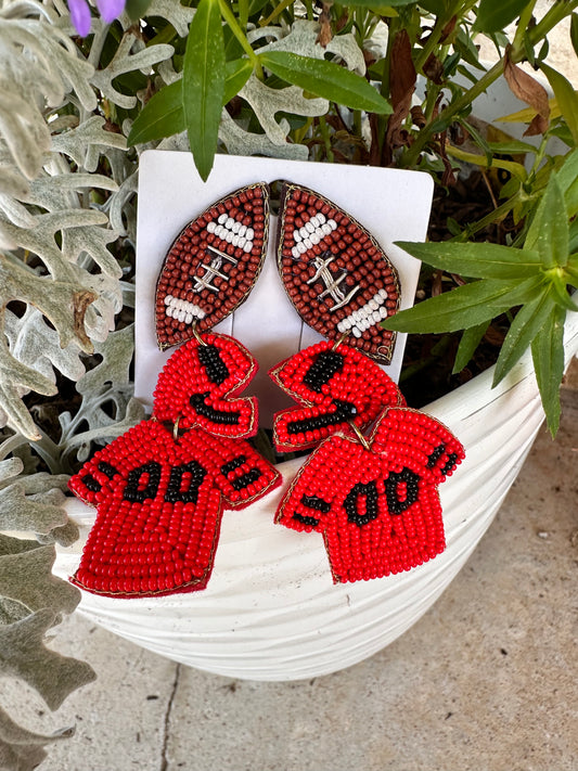 Red and Black Jersey Earrings
