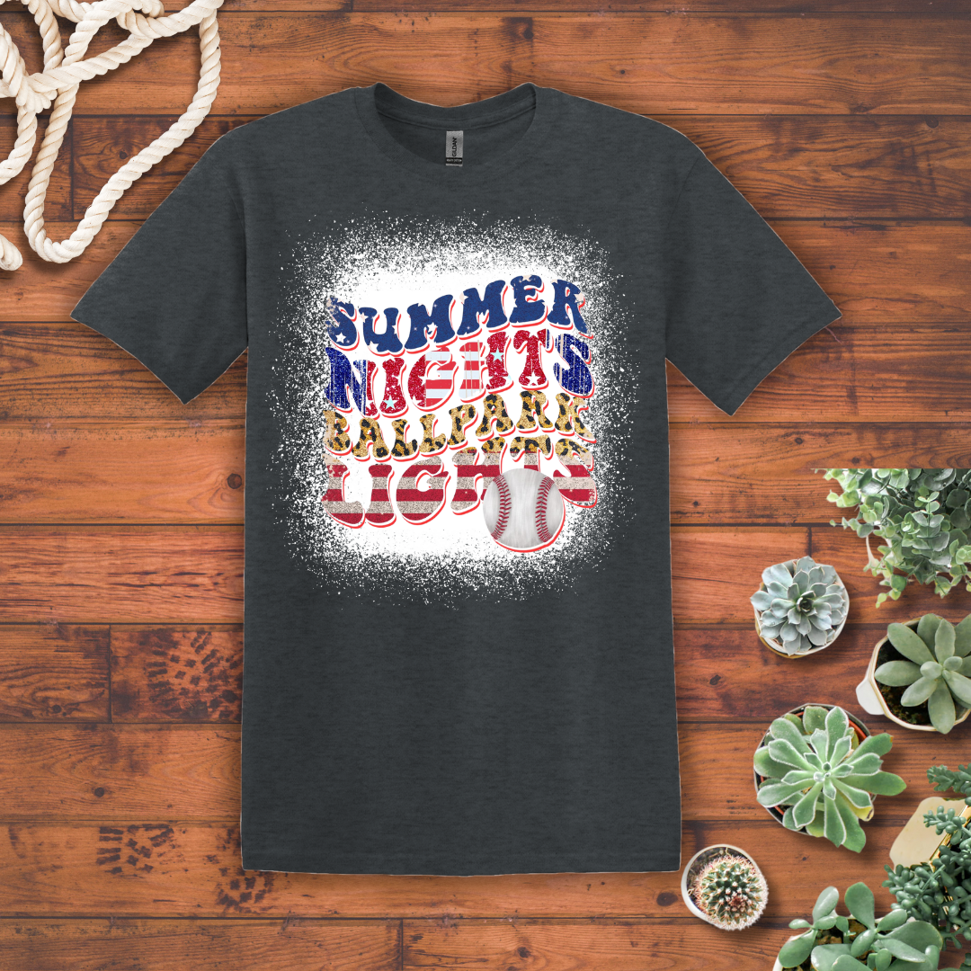 Summer Nights Ballpark Lights Tee