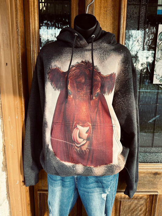 Red Angus Bleached Hoodie