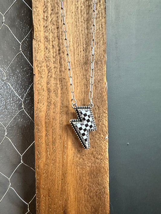 Checkered Bolt Necklace