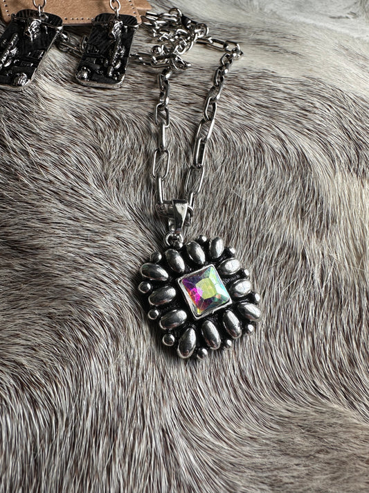Trailblazer Aura Silvertone Necklace