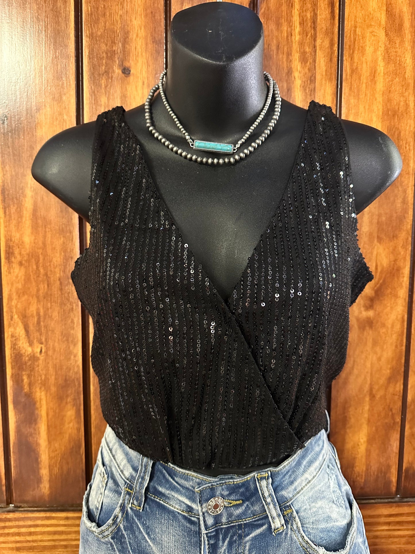 Black Sequin Bodysuit