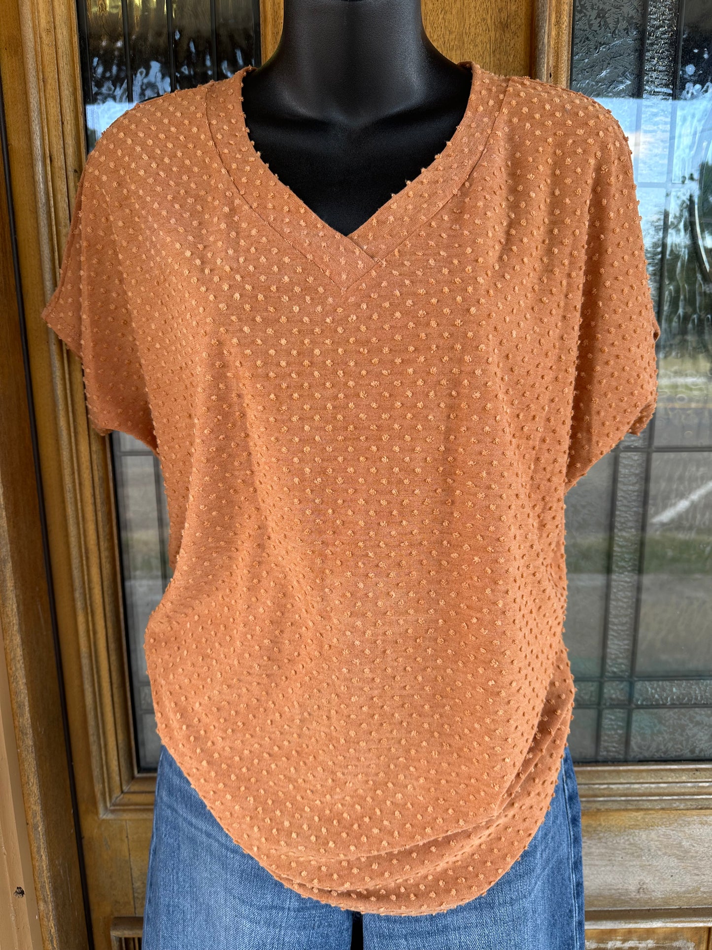 Butter Orange Swiss Dot Top