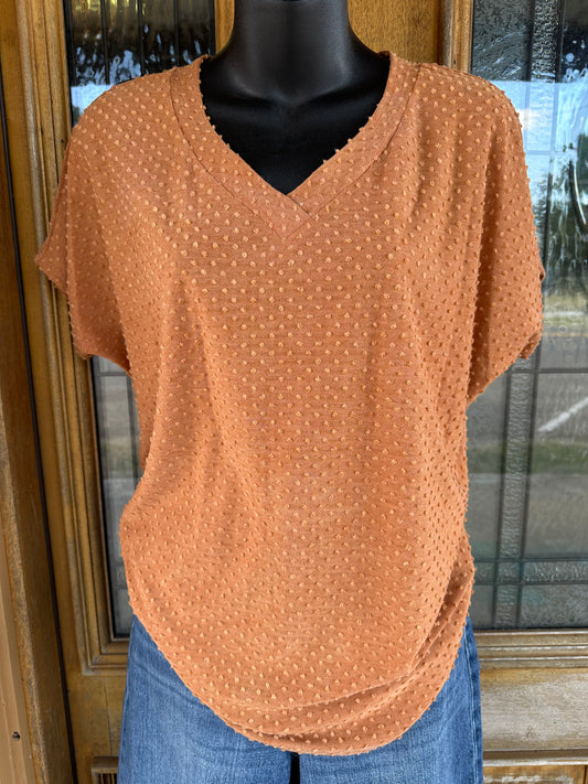Butter Orange Swiss Dot Top