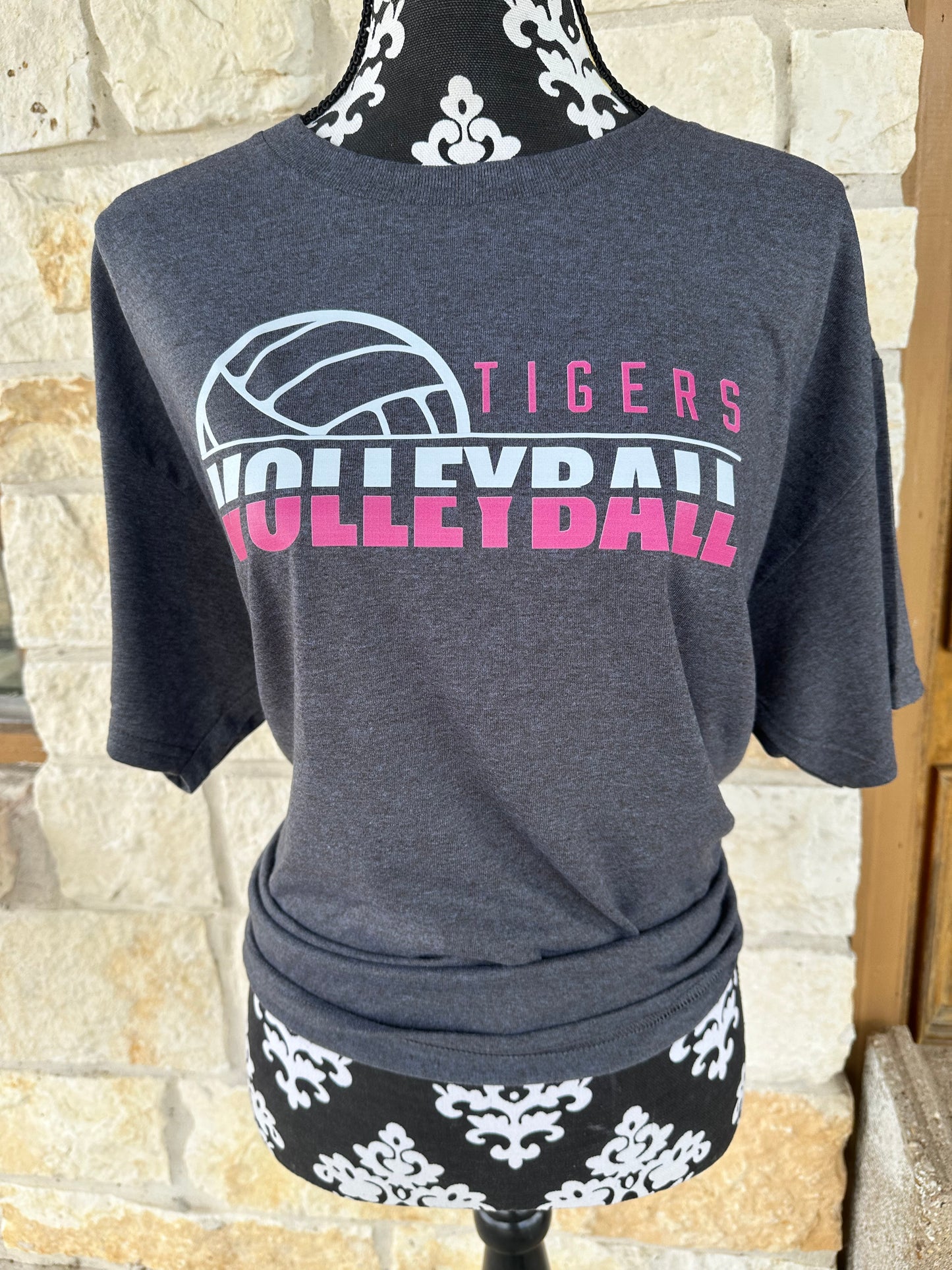 Tigers Volleyball Tee Pink