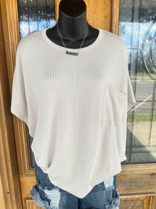 Cream Oversized Ribbed Top