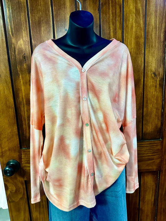 Orange TyeDye Waffle Shirt - MN