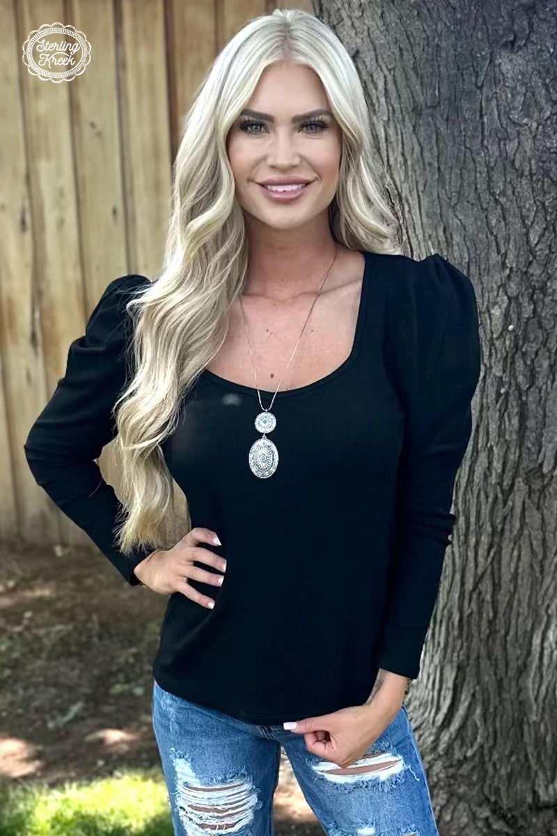 Maggies Long Sleeve Ribbed Top - Plus Size - Black