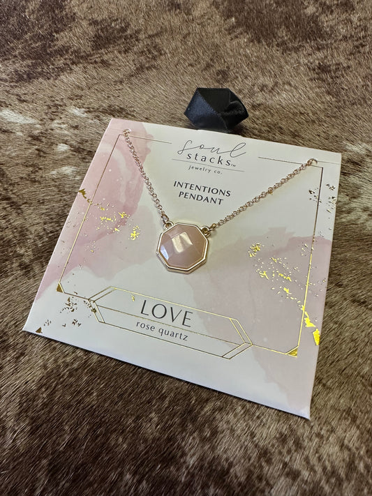 Rose Quartz Soul Stacks Intentions Pendant Necklace