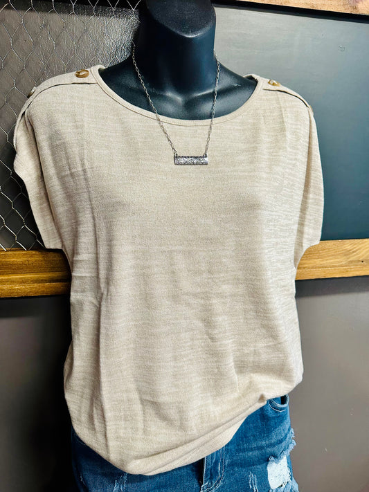 Khaki Button Sleeve Top