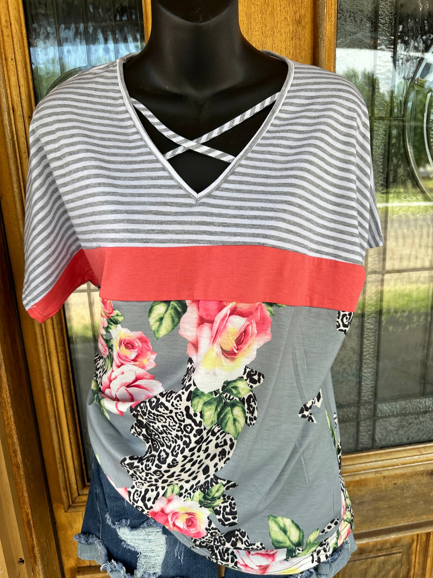 Leopard Rose Top