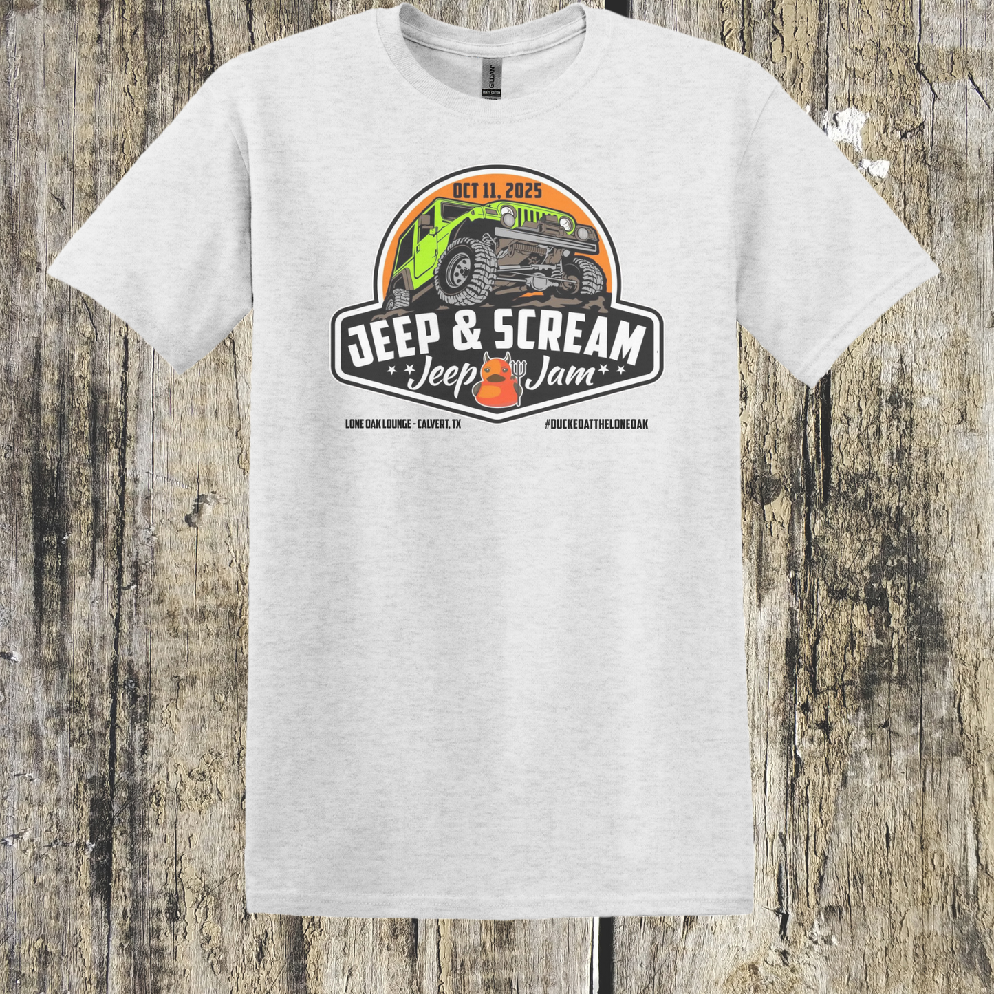 Vintage Style Jeep & Scream Tee - Ash Grey