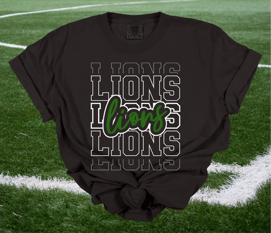 Stacked Clean Black Lions Tee - CC