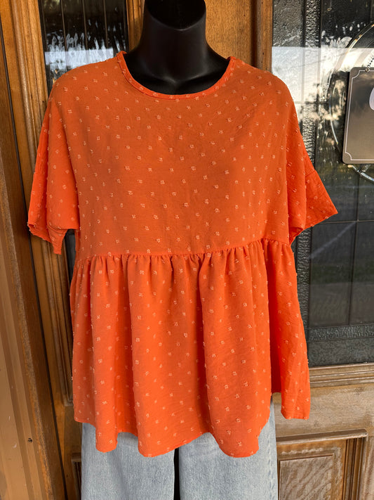 Textured Peplum Top - Apricot