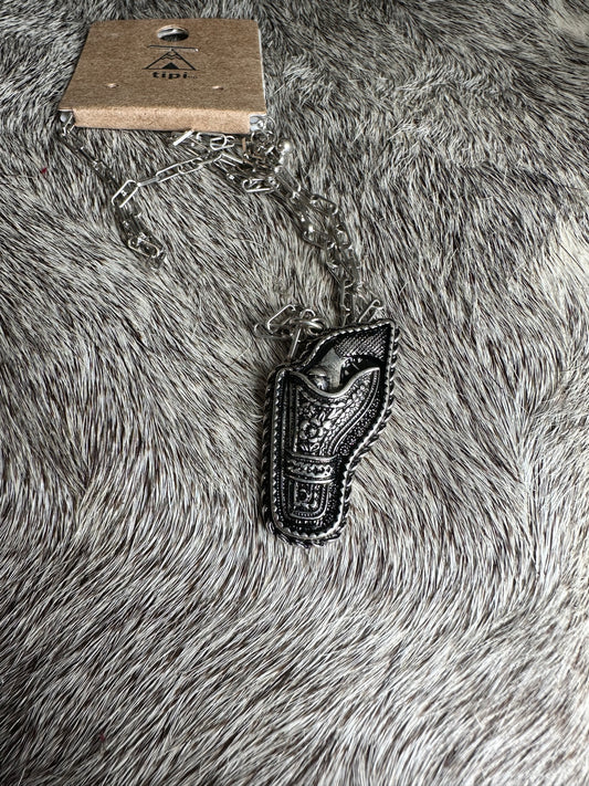 O.K. Corral Pistol Silvertone Necklace