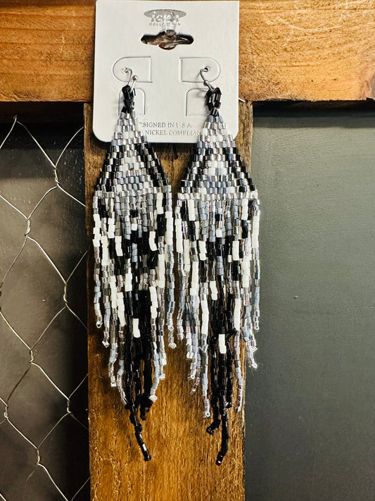Black Seed Bead Earrings