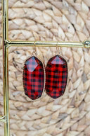 Mia Red & Black Check Earrings