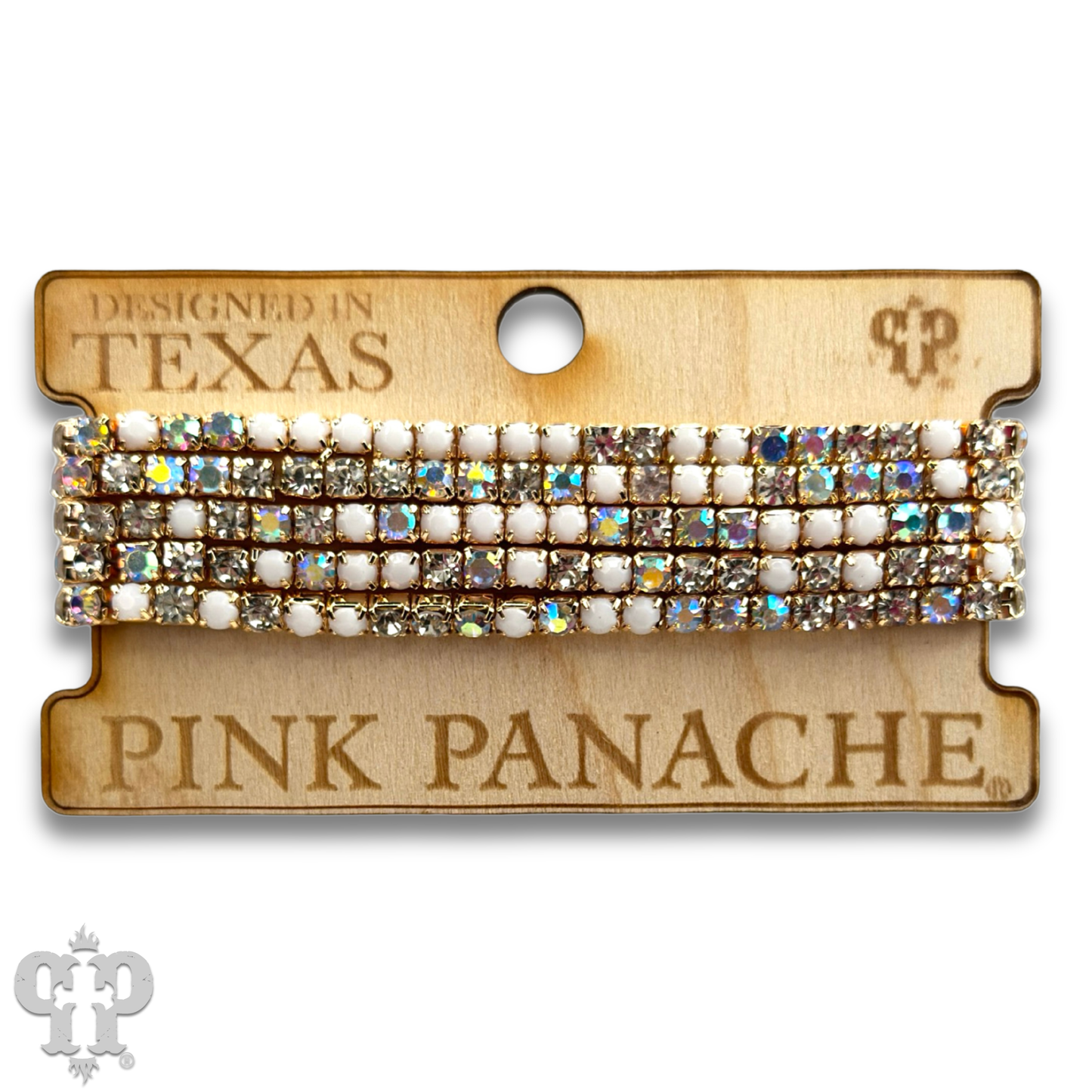 Prong set rhinestone bead bracelet: Blush