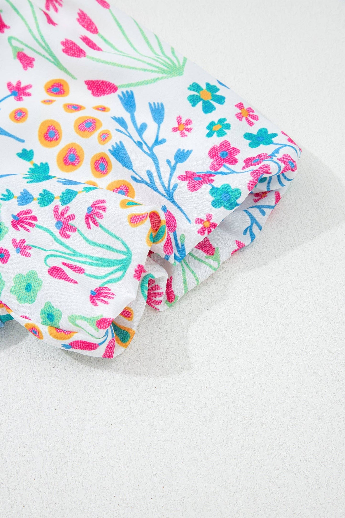 PRETTY BASH Floral Patchwork Textured Blouse