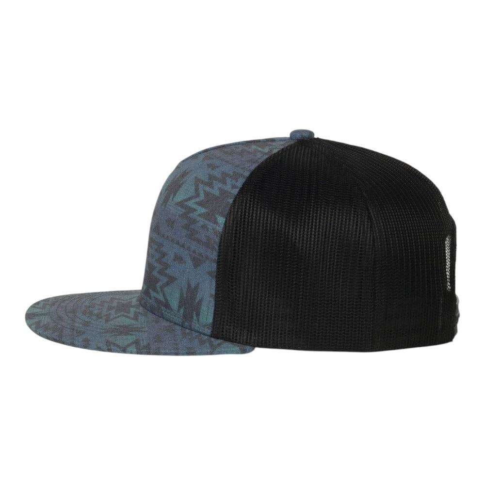 Outdoor Cap OC510P Printed 5-Panel Mesh Back Cap: Indigo Aztec/Black