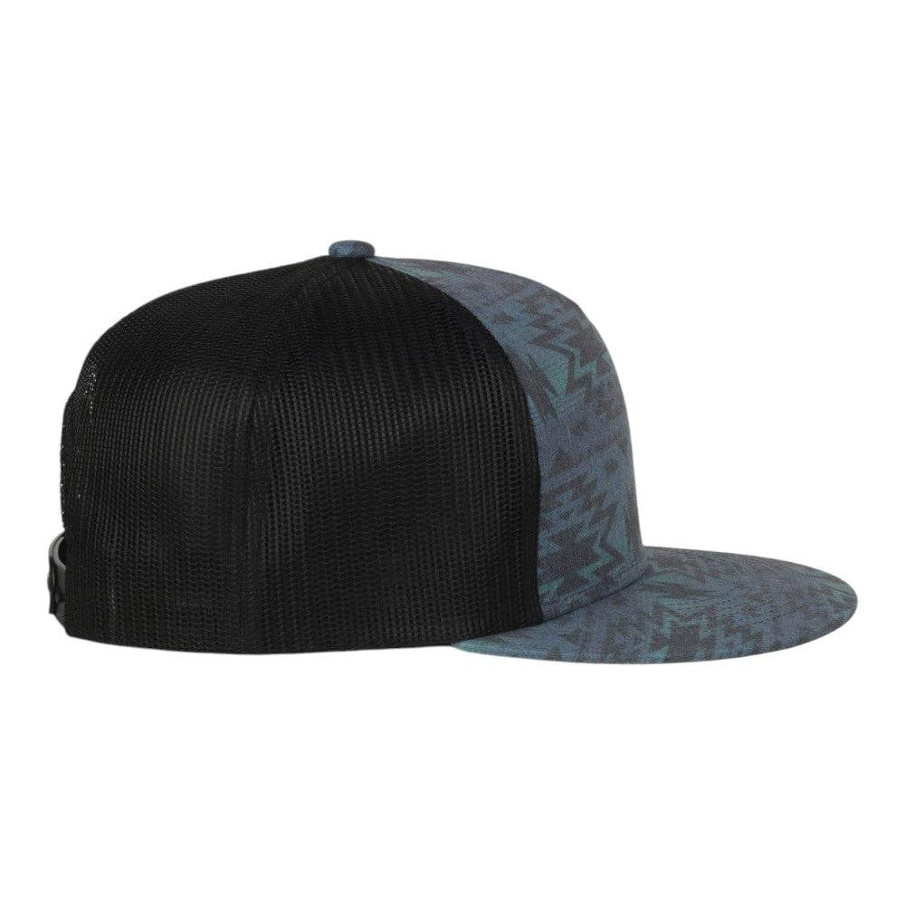 Outdoor Cap OC510P Printed 5-Panel Mesh Back Cap: Indigo Aztec/Black